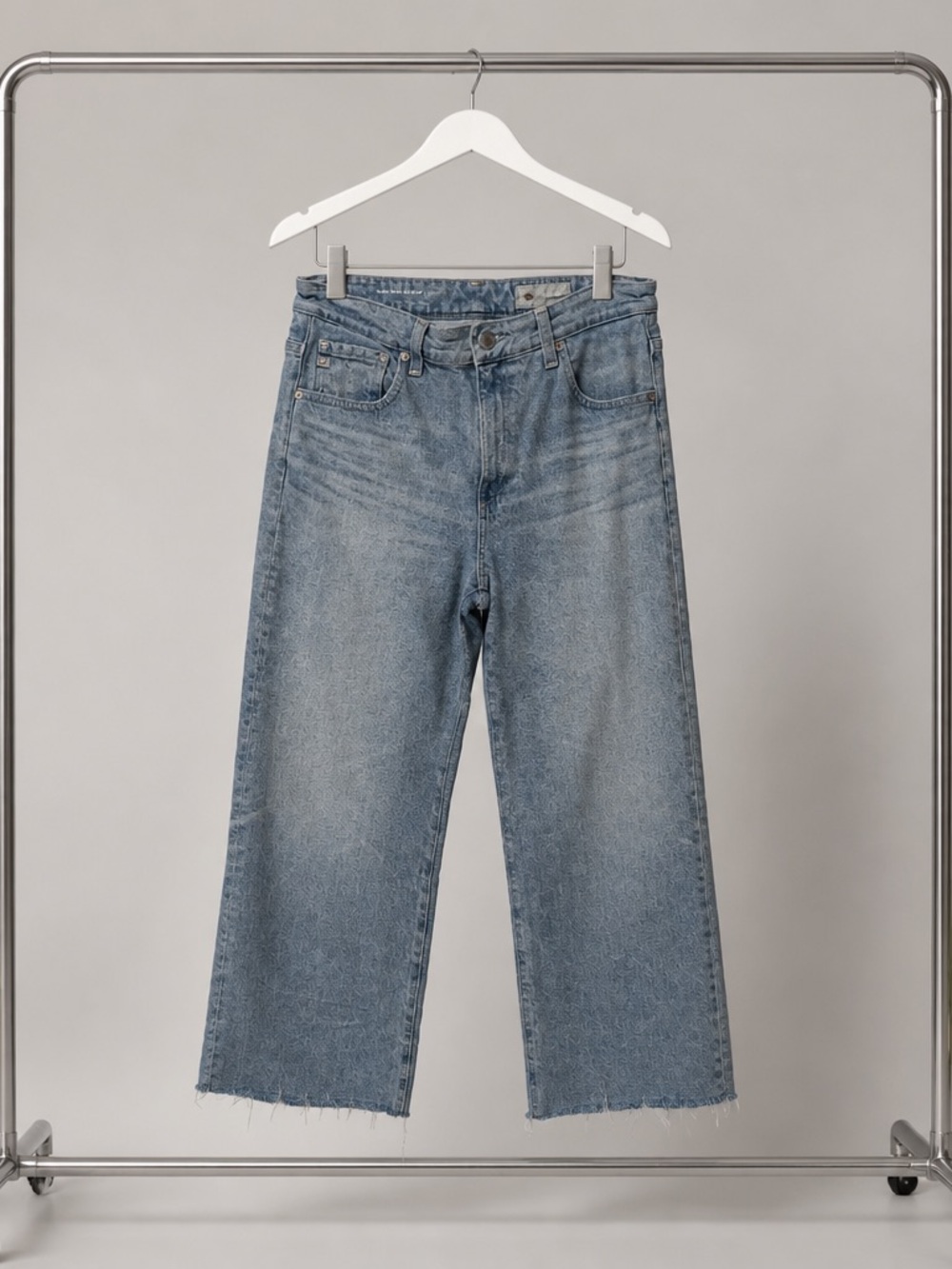 Ag Adriano Goldschmied Light Blue Cropped Wide-Leg Jeans Contour 360 highwaisted